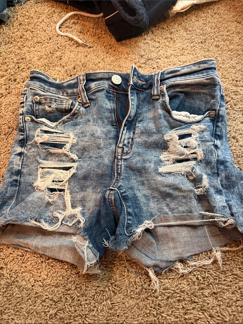 American Eagle Outfitters Light Blue Distressed Denim Shorts